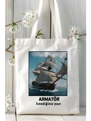 Art Hediye Armatör Baskılı Bez Omuz Çantası Kişiye Özel Model 2