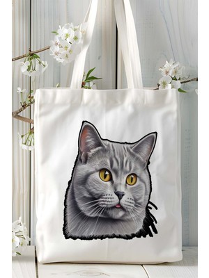 British Shorthairt Kedi Baskılı Omuz Çanta Kişiye Özel Model 6
