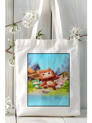 Mini World Mobil Oyun Baskılı Bez Çanta Omuz Çantası Çift Tafaflı Baskı Kişiye Özel 14