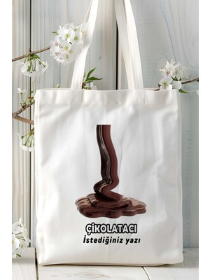 Çikolatacı Baskılı Bez Omuz Çantası Kişiye Özel Model 5