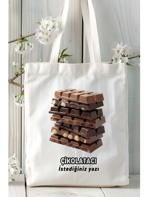 Çikolatacı Baskılı Bez Omuz Çantası Kişiye Özel Model 9