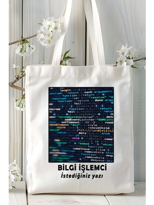 Bilgi Işlemci Baskılı Bez Omuz Çantası Kişiye Özel Model 5