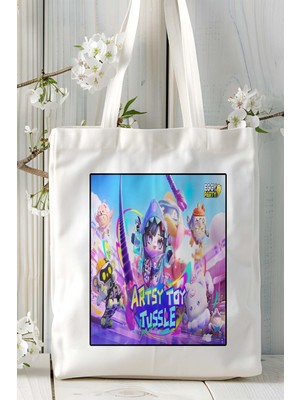 Eggy Party Mobil Oyun Baskılı Bez Çanta Omuz Çantası Çift Tafaflı Baskı Kişiye Özel 6