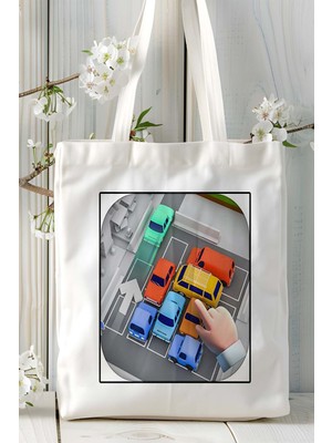 Parking Jam 3D Mobil Oyun Baskılı Bez Çanta Omuz Çantası Çift Tafaflı Baskı Kişiye Özel 1