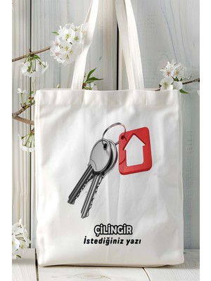 Çilingir Baskılı Bez Omuz Çantası Kişiye Özel Model 11