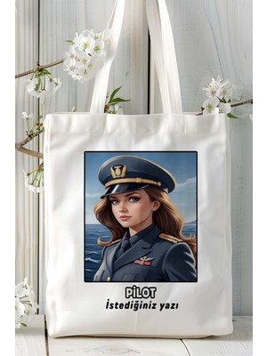 Pilot Baskılı Bez Omuz Çantası Kişiye Özel Model 6