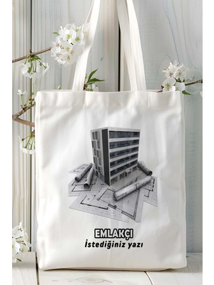 Emlakçı Baskılı Bez Omuz Çantası Kişiye Özel Model 9