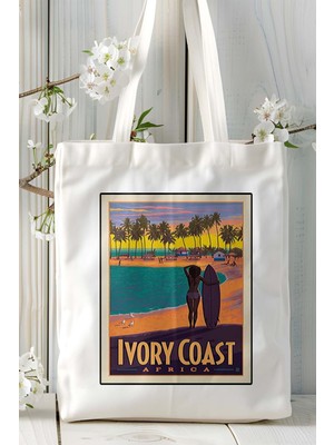 Fildişi Ivory Fil Dişi Bayrak Baskılı Omuz Çanta Kişiye Özel Model