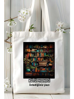 Kütüphaneci Baskılı Bez Omuz Çantası Kişiye Özel Model 8