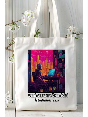 Veritabanı Yöneticisi Baskılı Bez Omuz Çantası Kişiye Özel Model 3