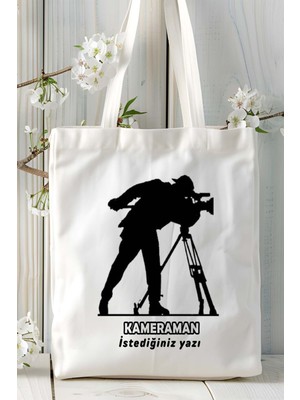 Kameraman Baskılı Bez Omuz Çantası Kişiye Özel Model 9