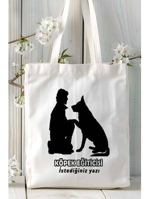 Köpek Eğiticisi Baskılı Bez Omuz Çantası Kişiye Özel Model 4