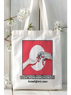 Elektronik Mühendisi Baskılı Bez Omuz Çantası Kişiye Özel Model 4