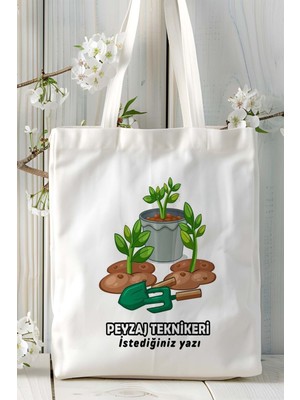 Peyzaj Teknikeri Baskılı Bez Omuz Çantası Kişiye Özel Model 3