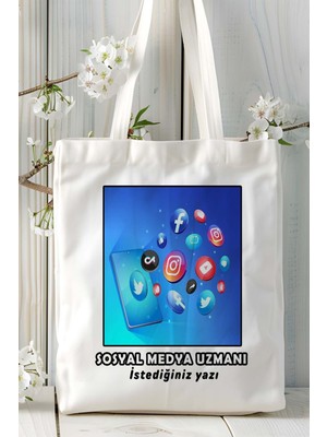 Sosyal Medya Uzmanı Baskılı Bez Omuz Çantası Kişiye Özel Model 1
