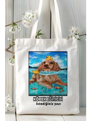 Köpek Eğiticisi Baskılı Bez Omuz Çantası Kişiye Özel Model 9
