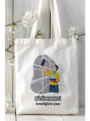 Kütüphaneci Baskılı Bez Omuz Çantası Kişiye Özel Model 1