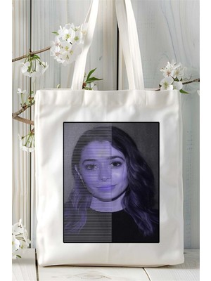 Cristin Milioti Baskılı Bez Çanta Omuz Çantası Kişiye Özel Desen 4