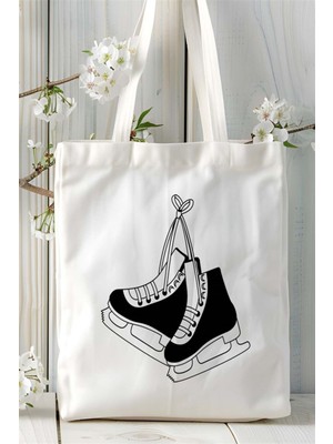 Buz Pateni Baskılı Bez Çanta Kişiye Özel Model 3