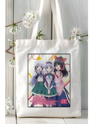 Isekai Wa Smartphone To Tomo Ni. Baskılı Bez Omuz Çantası Kişiye Özel Model 3