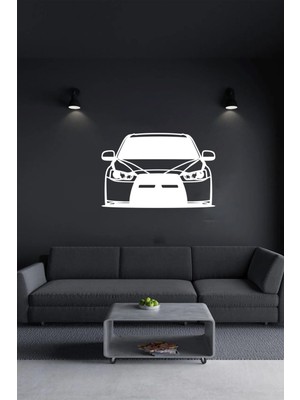 Beyaz Ahşap Araba Lazer Kesim 3mm Duvar Dekorasyon Süsü Kendinden Yapışkanlı