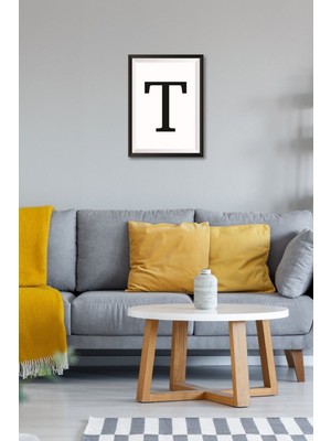 T Harfi Duvar Dekoru, Siyah, 26X19CM, Oturma, Yatak Odası, Ofis, Antre Için