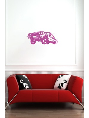Pembe Low Rider Ahşap Araba Tablo 3mm Kendinden Yapışkanlı Duvar Dekoru