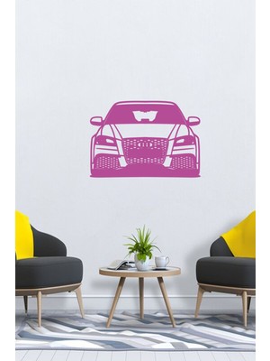 Pembe Ahşap Araç Tablo, Lazer Kesim, 3mm, Duvar Dekor, Kendinden Yapışkanlı