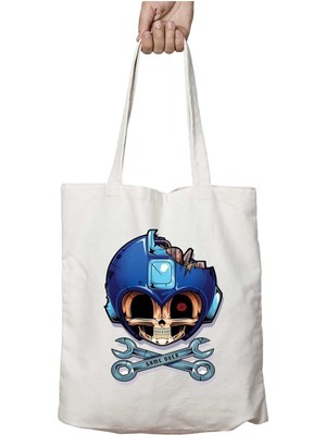 Megaman Gameover Iki Tarafı Kalıcı Baskılı Yıkanabilir Çanta