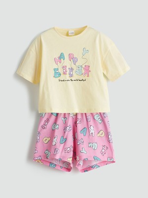 Lc Waikiki Yeni Sezon Baskili Kiz Cocuk Sortlu Pijama Takim - S5FL95Z1