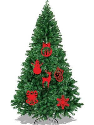 Kırmızı Ahşap Yılbaşı Ağacı Süsleri 6'lı Set, Şık ve Doğal Dekor Seçenekleri