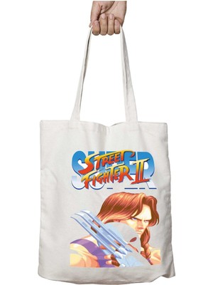 Street Fighter Vega Iki Taraf Kalıcı Yıkanabilir Okul Plaj Omuz Bez Çanta