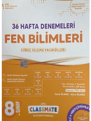 8. Sınıf Fen Bilimleri Classmate 36 Hafta Denemeleri