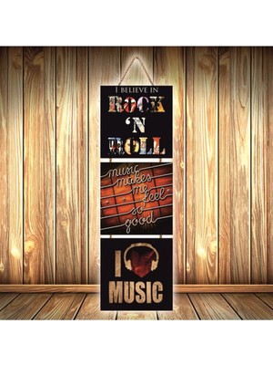 Retro Tarzda Üçlü Ahşap Poster Seti, Şık ve Modern Duvar Dekoru