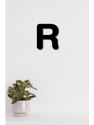 Lazer Kesim Ahşap R Harfi Tamamlanabilir Duvar Yazısı, Haki R Harfi Dekorasyon