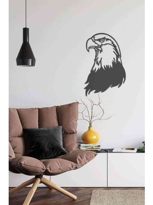 Şık Siyah Ahşap Kartal Figürlü Lazer Duvar Dekoru Tablo