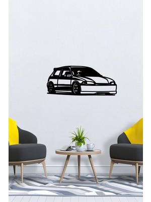 Siyah Araba Ahşap Tablo, Lazer Kesim, 3mm, Duvar Dekoru, Kendinden Yapışkanlı