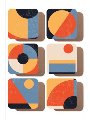 Renkli 6'lı Ahşap Bardak Altlığı Seti Boho Tarzı Neukemik Tasarım