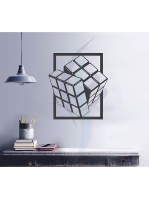 Siyah Lazer Kesim Ahşap Rubik Küp Duvar Dekor Tablo 1038