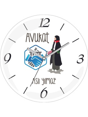 Kişiye Özel Arabulucu Avukat Çap 30 Bombeli Gerçek Cam Duvar Saati
