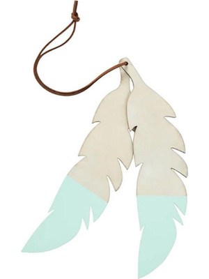 Yeşil Ahşap Tüy Dekor, Şık ve Doğal Ev Süsü