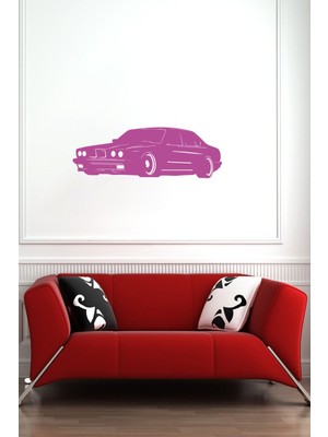 Mor E30 Araba Ahşap Tablo, Lazer Kesim, 3mm Duvar Dekoru, Kendinden Yapışkanlı