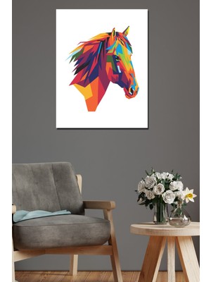 Renkli At Temalı Tablo 30X40CM, Mdf, Şık ve Canlı Dekorasyon Parçası