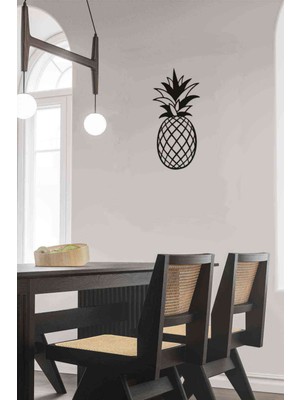 Ahşap Ananas Dekoratif Tablo, Lazer Kesim, Siyah Duvar Süsü