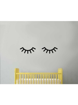 Siyah Ahşap Kirpik Dekoratif Duvar Süsü, Şık ve Doğal Görünüm.