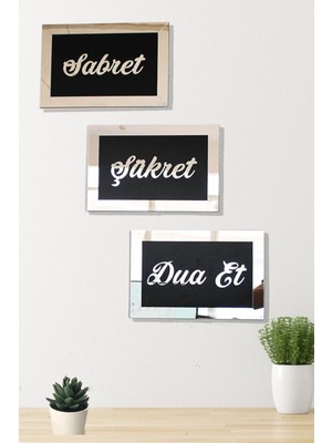 3'lü Dualı Dekor Seti, Siyah Ahşap ve Gümüş Detaylı Duvar Süsü