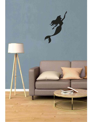 Siyah Ahşap Deniz Kızı Figürlü Duvar Dekoru, Şık ve Modern Tasarım