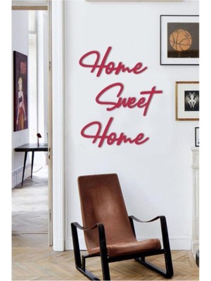 Kırmızı Home Sweet Home Ahşap Duvar Tablosu ve Kapı Süsü