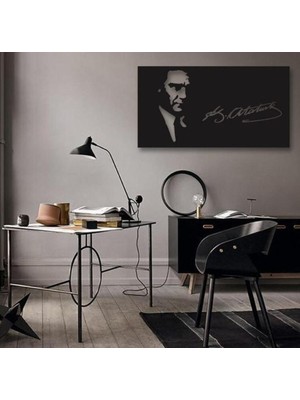 Şık Siyah Atatürk Temalı Mdf Tablo, Evinize ve Ofisinize Zarif Dokunuş