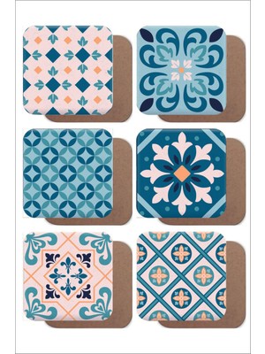 Renkli Mandala Temalı 6'lı Ahşap Bardak Altlığı Seti, Şık ve Doğal Tasarım